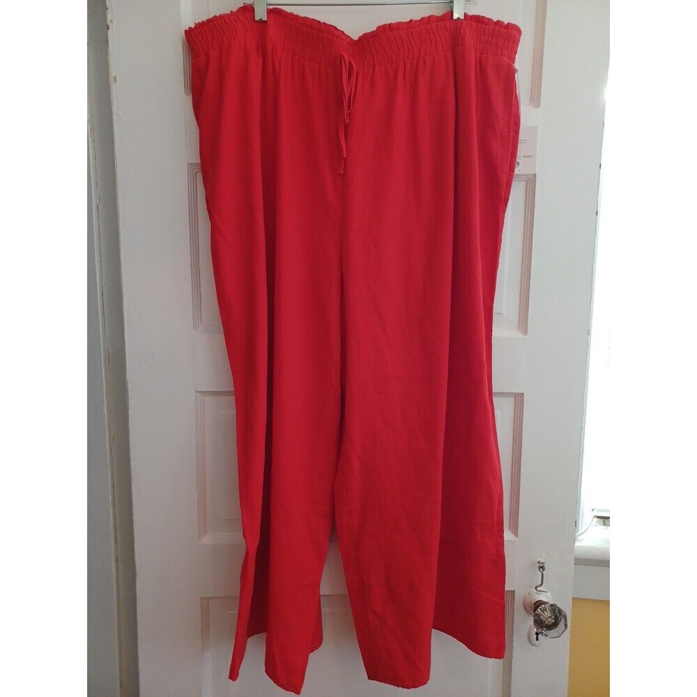 Lauren Conrad orange linenblend crop pants 2X plus drawstring work casual beac